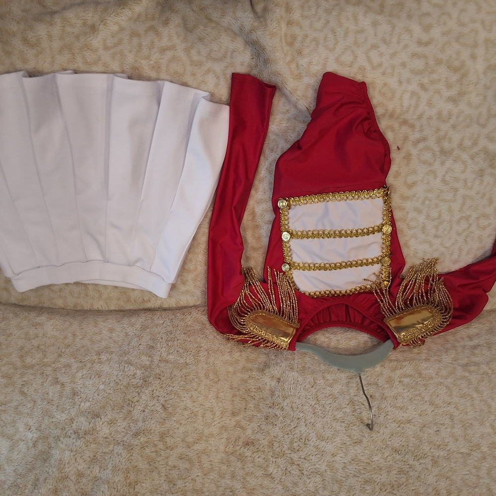 Kids Red and White Toy Soldier Costume Size 8-9